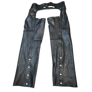 MAS Leather Black Leather Mens Motorcycle Biker Bike Chaps Big Tall Size 4XL